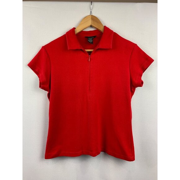 Express Red Half Zip Polo Shirt L - Picture 1 of 5